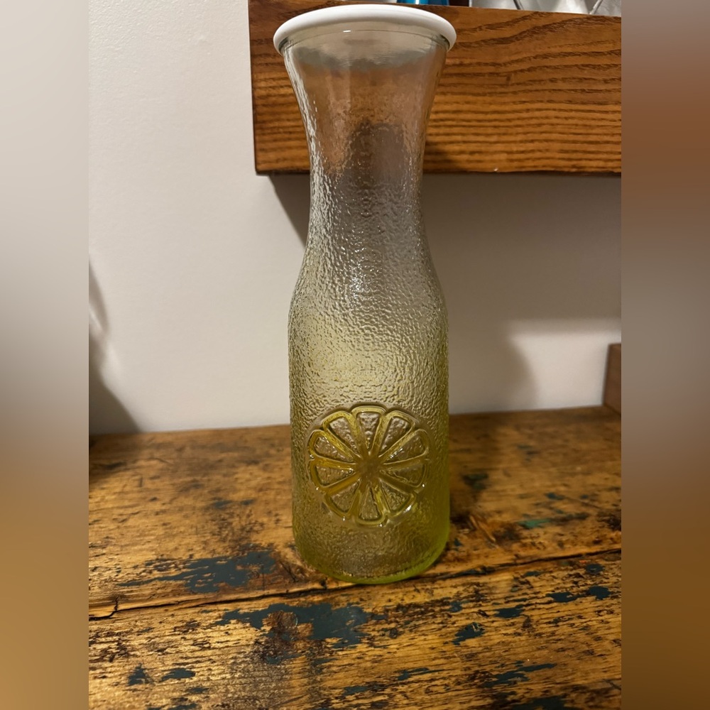 Textured Glass Juice Jug with Citrus Design